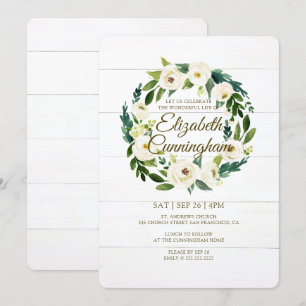 Watercolor Floral Foliage Greenery Memorial Invitation