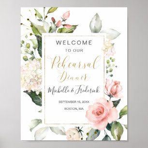 Watercolor floral, foliage Rehearsal Dinner Sign