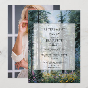 Watercolor Floral Forest Retirement Party Photo Invitation