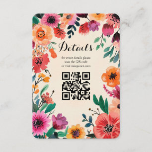Watercolor Floral Frame Quinceañera CUSTOM QR Code Enclosure Card
