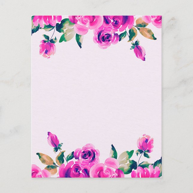 Watercolor floral frame scrapbook background paper (Front)