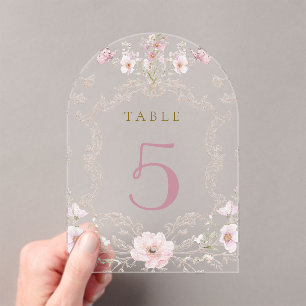 watercolor floral frame table number