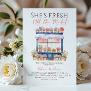 Watercolor Floral Fresh Off Market Bridal Shower Invitation