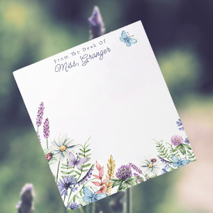 Watercolor Floral From The Desk of Teacher Notepad