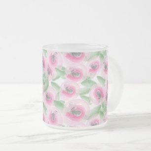 Watercolor Floral Frosted Glass Coffee Mug
