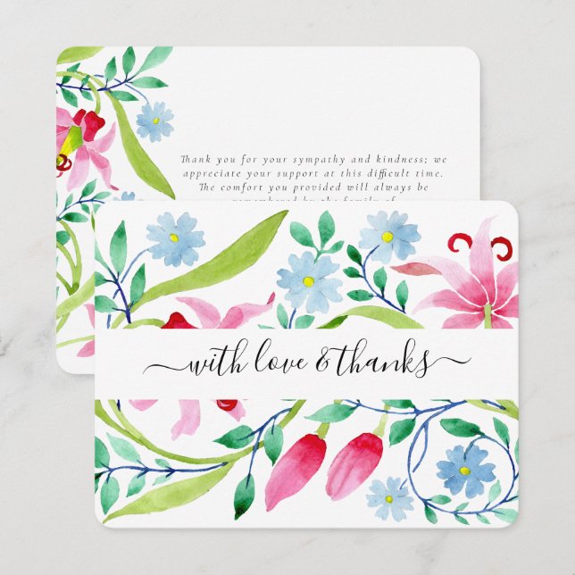 Watercolor Floral Funeral Thank You Card (Front/Back)
