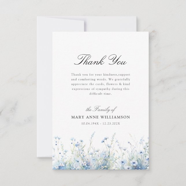 watercolor floral funeral thank you note (Front)