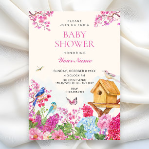 Watercolor Floral garden baby shower Invitation
