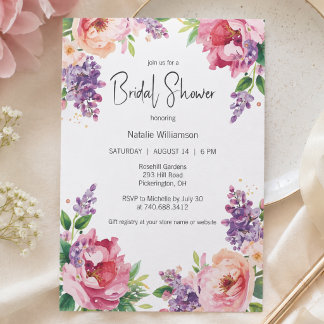 Watercolor Floral Garden Bridal Shower Invitation