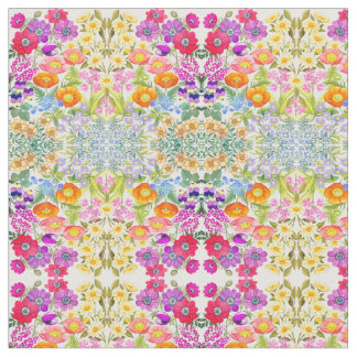 Watercolor Floral Garden Combed Cotton Fabric