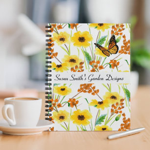 Watercolor Floral Garden Design Notebook