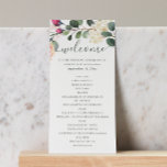 Watercolor floral garden. Greenery foliage wedding Programme<br><div class="desc">Watercolor floral greenery program for botanical garden wedding. Please contact me if you need additional items.</div>