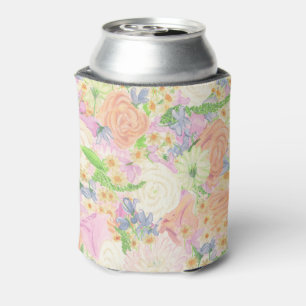 Watercolor Floral Garden Party Crest Can Cooler