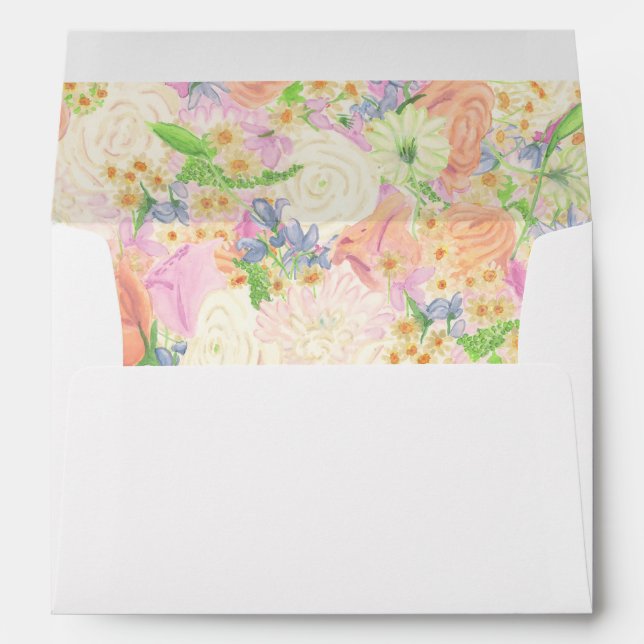 Watercolor Floral Garden Party Crest Envelope (Back (Bottom))