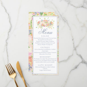 Watercolor Floral Garden Party Crest Menu