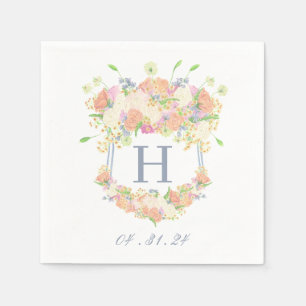 Watercolor Floral Garden Party Crest Napkin
