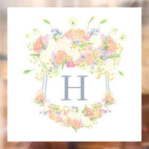 Watercolor Floral Garden Party Crest Window Cling