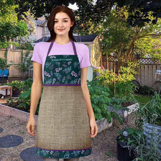 Watercolor Floral Garden Personalized Apron (Creator Uploaded)