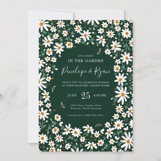 Watercolor Floral Garden | Summer Soirée Party Invitation (Front)