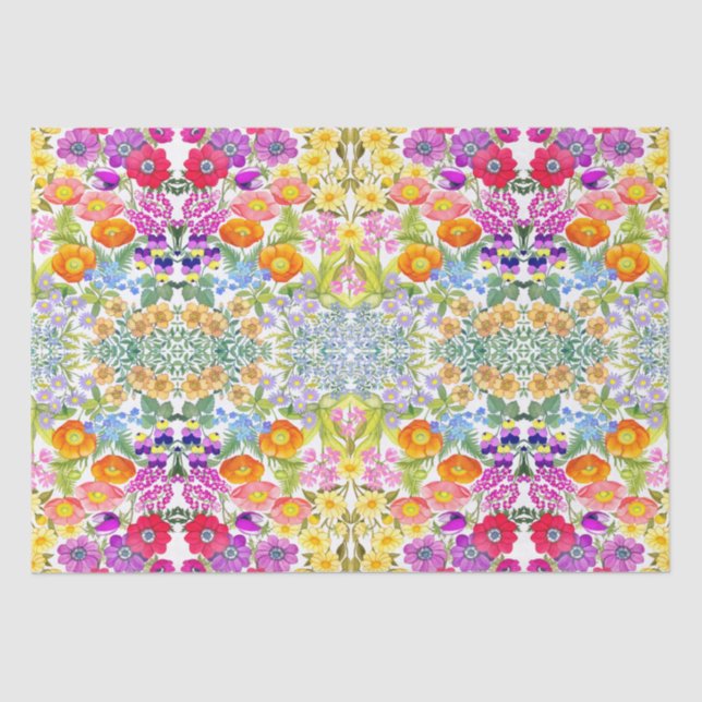 Watercolor Floral Garden Tissue Paper (Front)