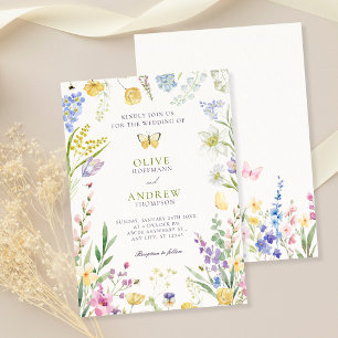 Watercolor floral garden wedding  invitation