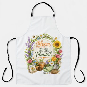 Watercolor Floral Gardening Inspirational Design Apron
