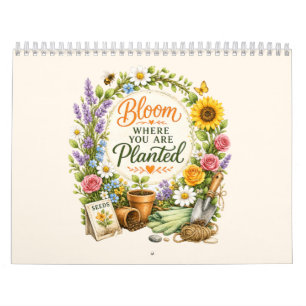 Watercolor Floral Gardening Inspirational Design Calendar