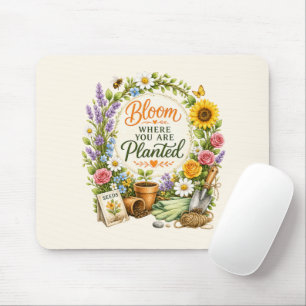 Watercolor Floral Gardening Inspirational Design Mouse Mat
