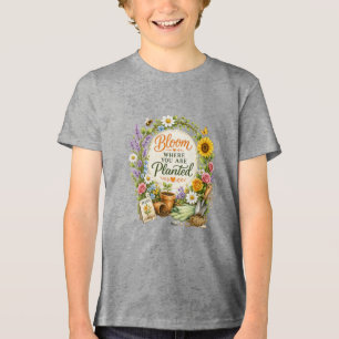 Watercolor Floral Gardening Inspirational Design Tri-Blend Shirt