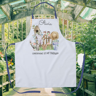 Watercolor Floral Gardening Tools and Quot Apron