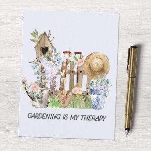 Watercolor Floral Gardening Tools and Quote Postcard