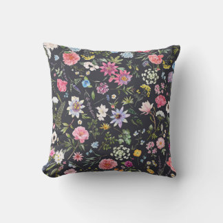 Watercolor Floral: Gentle Summer Pattern. Cushion