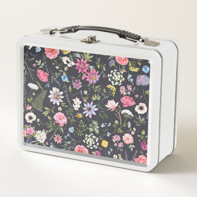 Watercolor Floral: Gentle Summer Pattern. Metal Lunch Box (Front)