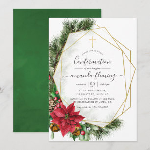 Watercolor Floral Geometric Christmas Confirmation Invitation