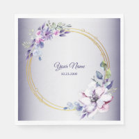 Watercolor Floral Geometric Golden Purple Wedding