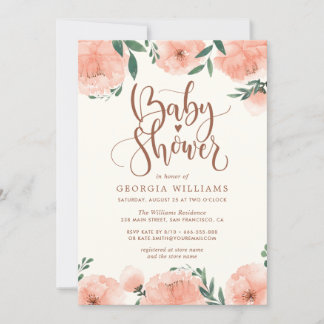 Watercolor Floral Girl Baby Shower Invitation