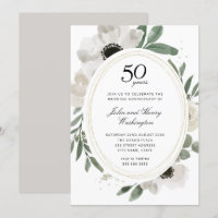 Watercolor Floral Gold 50th Wedding Anniversary