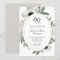 Watercolor Floral Gold 60th Wedding Anniversary