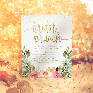 Watercolor Floral Gold Bridal Brunch Bridal Shower Magnetic Invitation