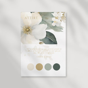 Watercolor Floral Gold Foliage Wedding Attire Card