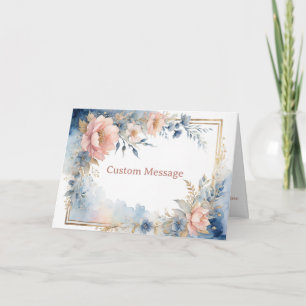 Watercolor Floral Gold Frame Personalised Elegant Card
