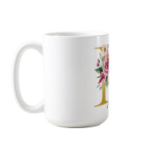  Watercolor Floral & Gold Letter M, Name