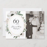 Watercolor Floral Gold Photo 60th Anniversary