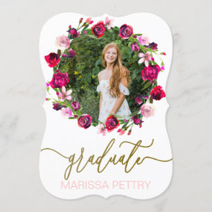 Watercolor Floral Grad Announcement, graduation Invitation