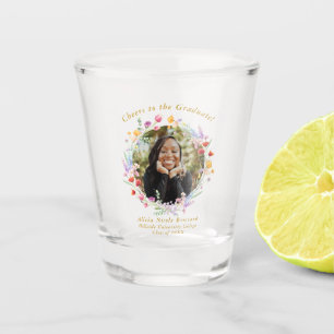 Watercolor Floral Graduation Party Favour Photo Shot Glass