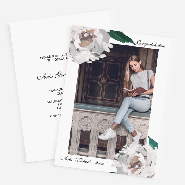 Watercolor Floral Graduation Party Invitation (Creator Uploaded)