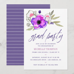 Watercolor floral Graduation Party Invitation