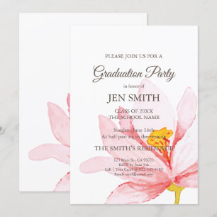 Watercolor Floral Graduation Party Invitation. Invitation