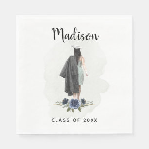 Watercolor Floral Graduation Your Name Grad Party  Napkin