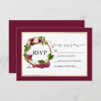 Watercolor Floral Grapes Wreath Burgundy Wedding
